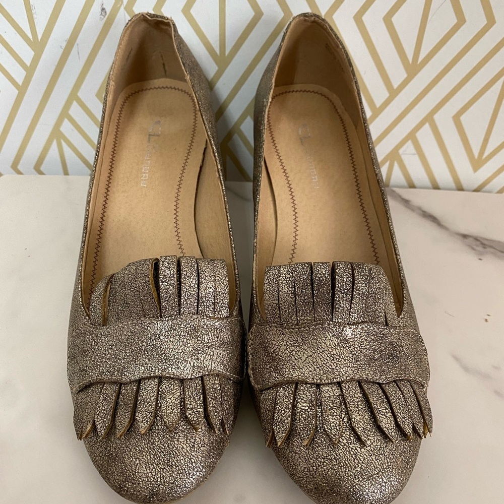 Chinese Laundry Metallic Fringe Heel